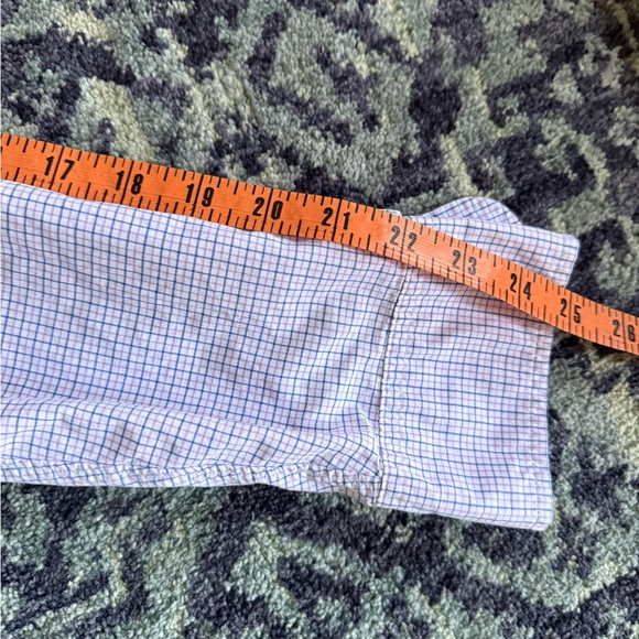 Men’s Size Medium 100% Cotton Checkered Blue and White Long Sleeve Button Down - Picture 9 of 9